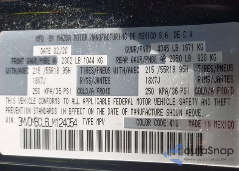 2020 Mazda Cx-30 Select Package из США, поврежденный, VIN 3MVDMBCL6LM124054